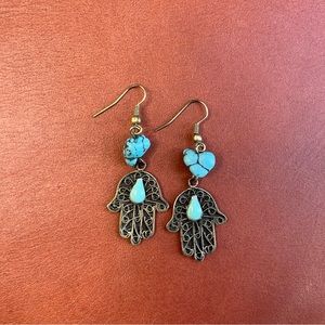 Protection! Hamsa Turquoise Earrings